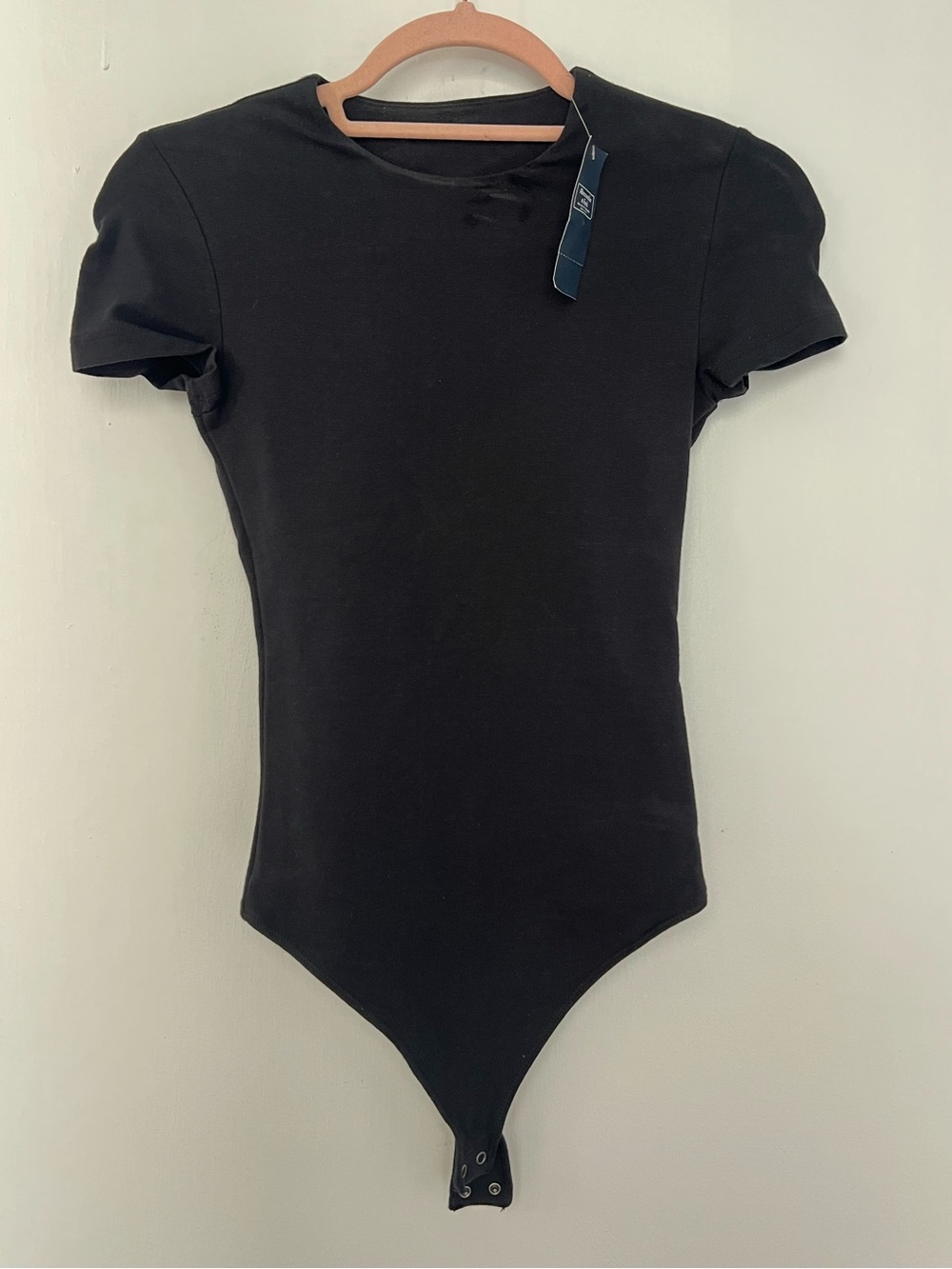 Abercrombie & Fitch Black Short-Sleeve Crewneck Bodysuit